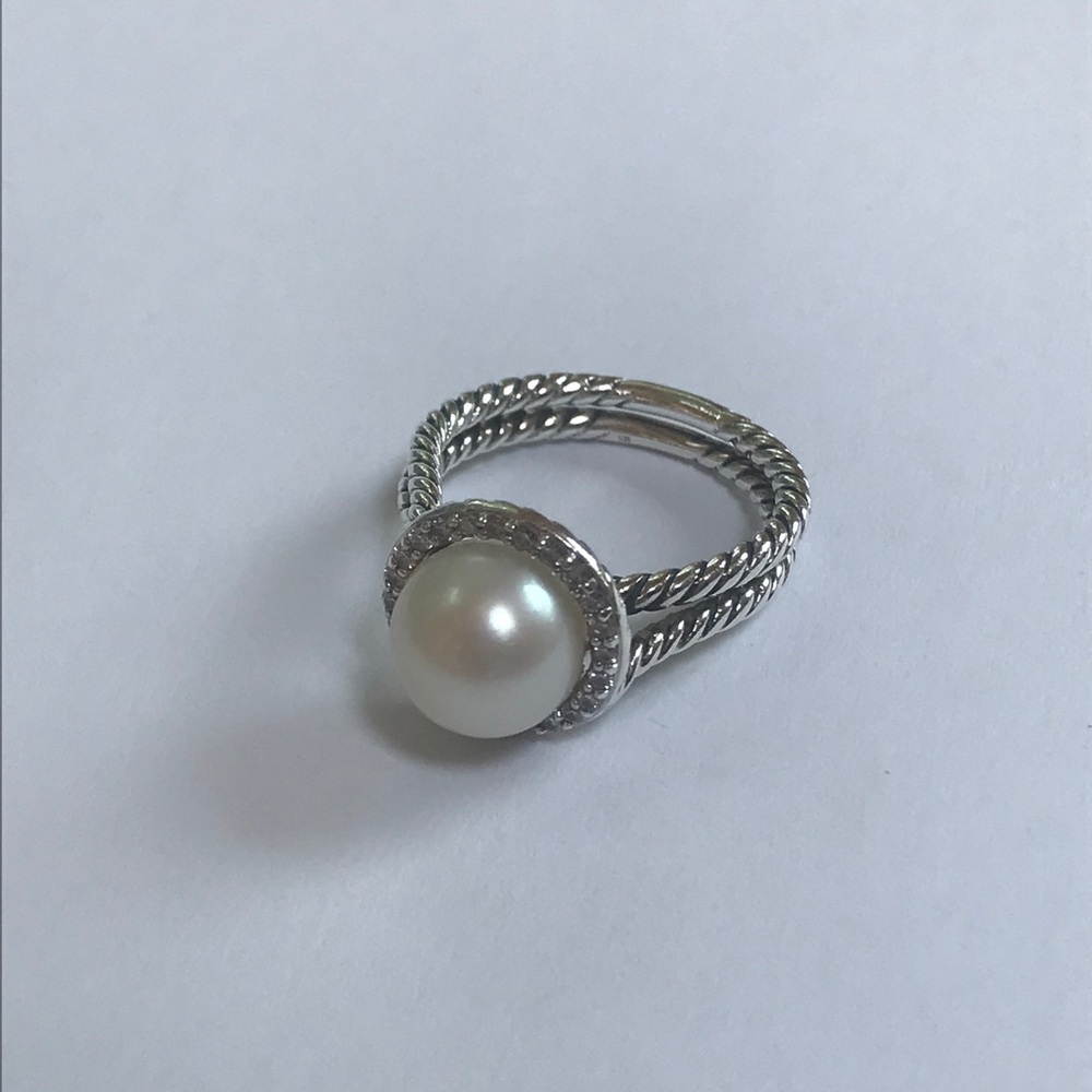 David Yurman Pearl Ring with Pave Diamonds